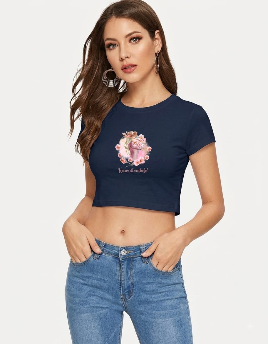 Wonderful Women Crop Top | Half Sleeve Cotton | WearWords