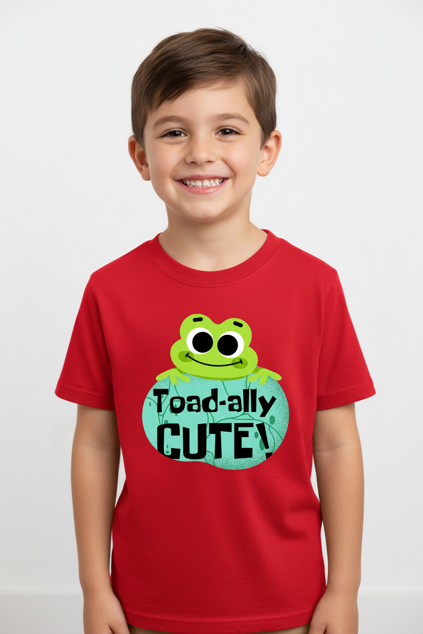 Boy model red Toad-ally tee