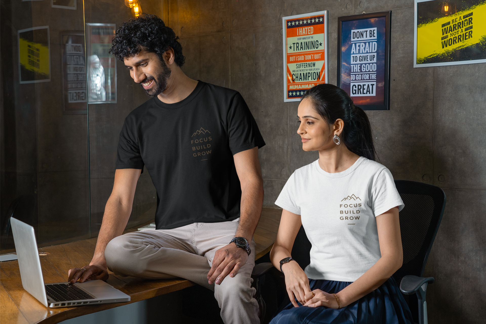 Focus Build Grow Unisex Graphic Crew T-Shirt