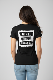 Girl Got Goals Back Print on Model