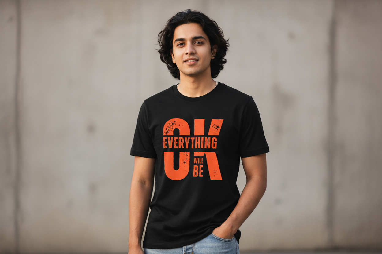 Indian model black tee