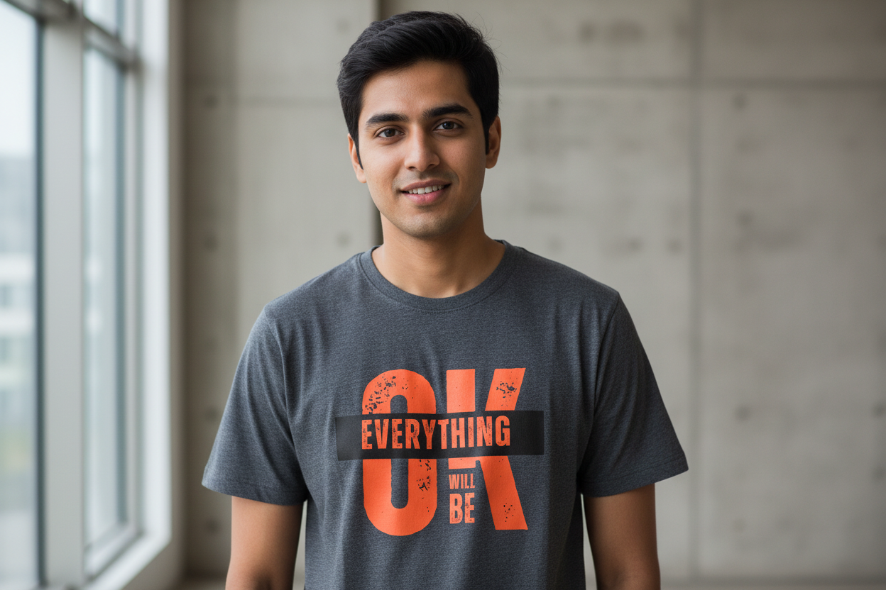 Indian model charcoal melange tee