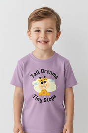 Kids model lavender Tall Dreams tee
