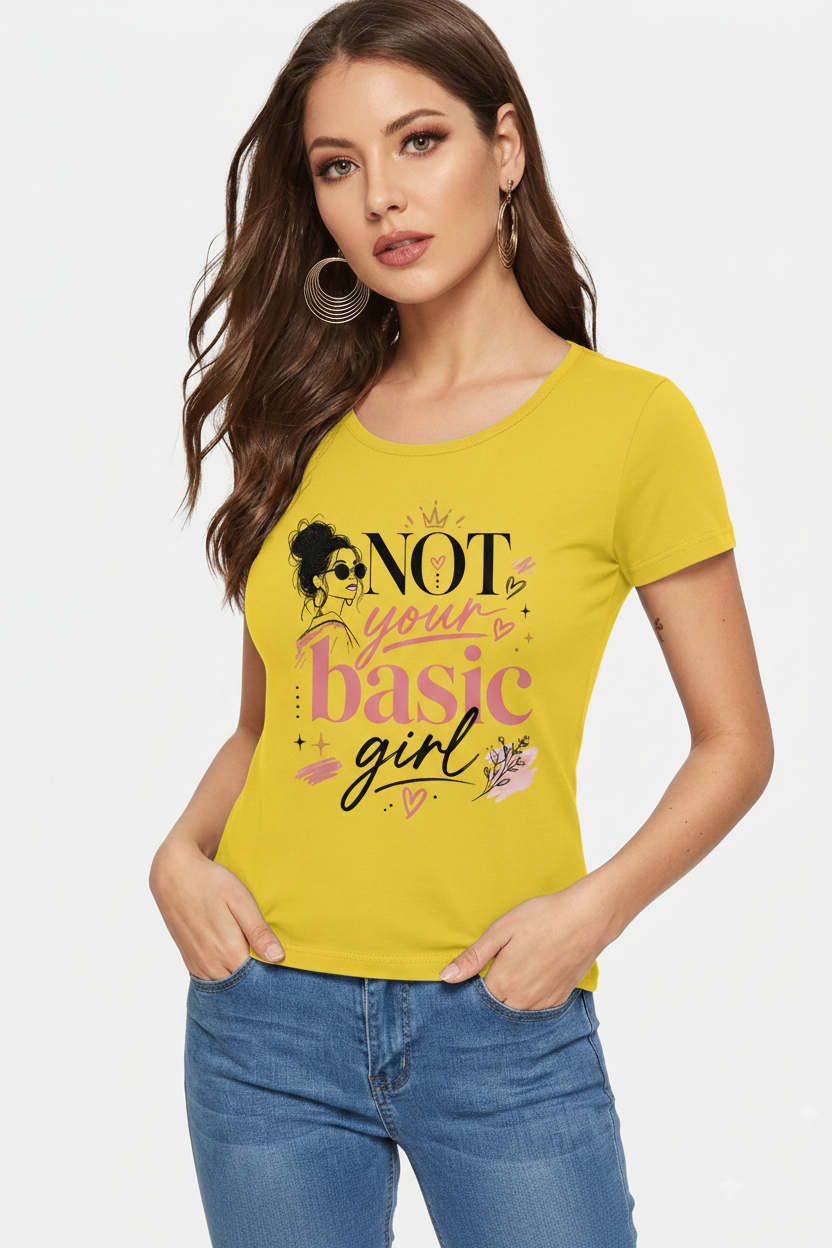 Not Your Basic Girl - Yellow Tee Mockup