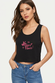 Your model wearing the black Xplore Fitness crop tank